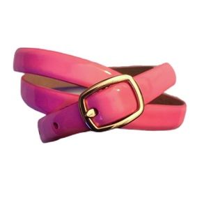 J. CREW Bright Pink Patent Leather Skinny Belt Size XS